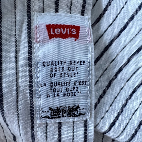 Levi's Vintage Orange Tab Men's Striped Short Sleeve Cotton Shirt White/Gray Lg - Picture 7 of 14